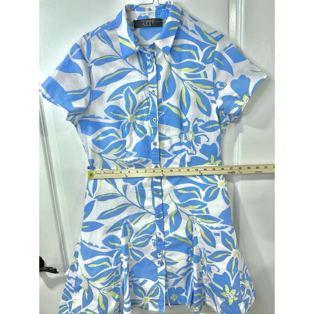 Primark Floral Button-Front Fit & Flare Dress Women’s 10 Blue White Yellow - Picture 11 of 12